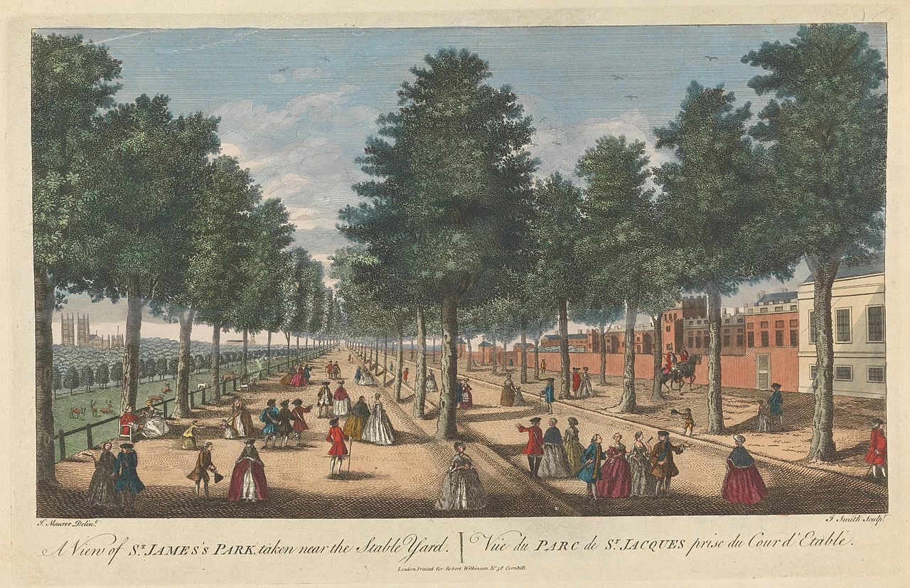 Una veduta di St James's Park, scattata vicino allo Stable Yard